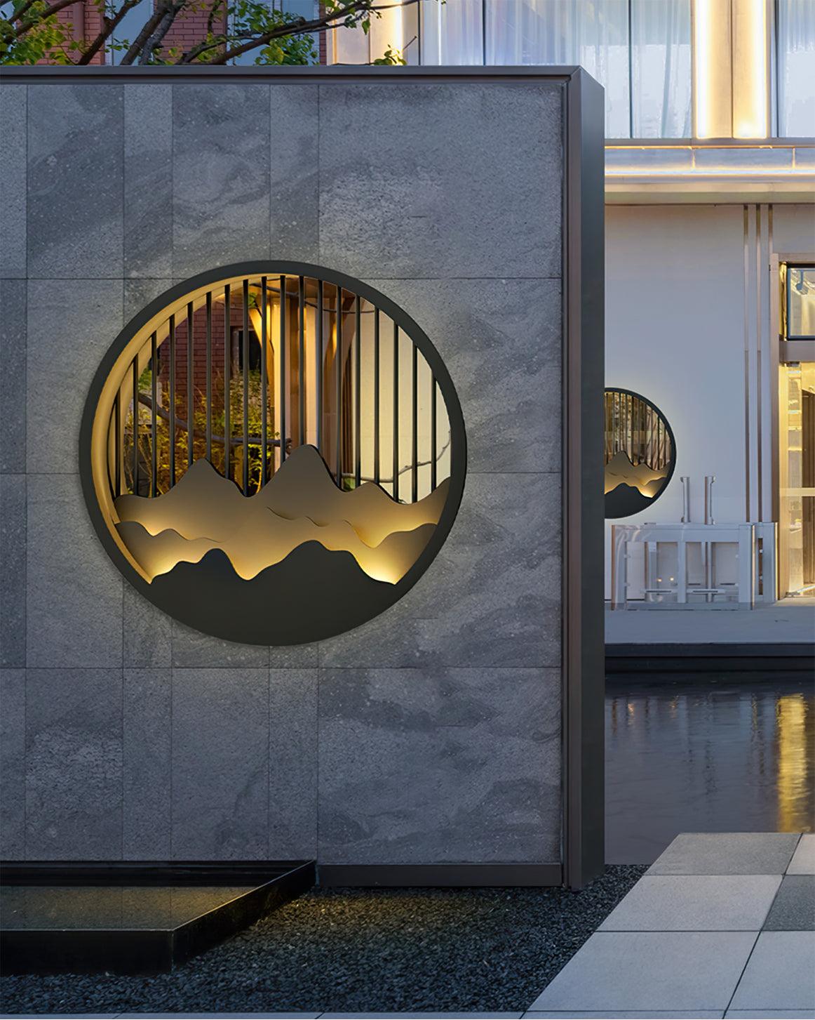 Mountain Outdoor Wall Lamp - Modern Circular Metal Light for Garden