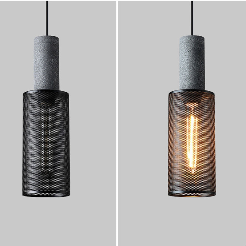 Iron Pendant Light - Modern Grey Industrial Hanging Lamp