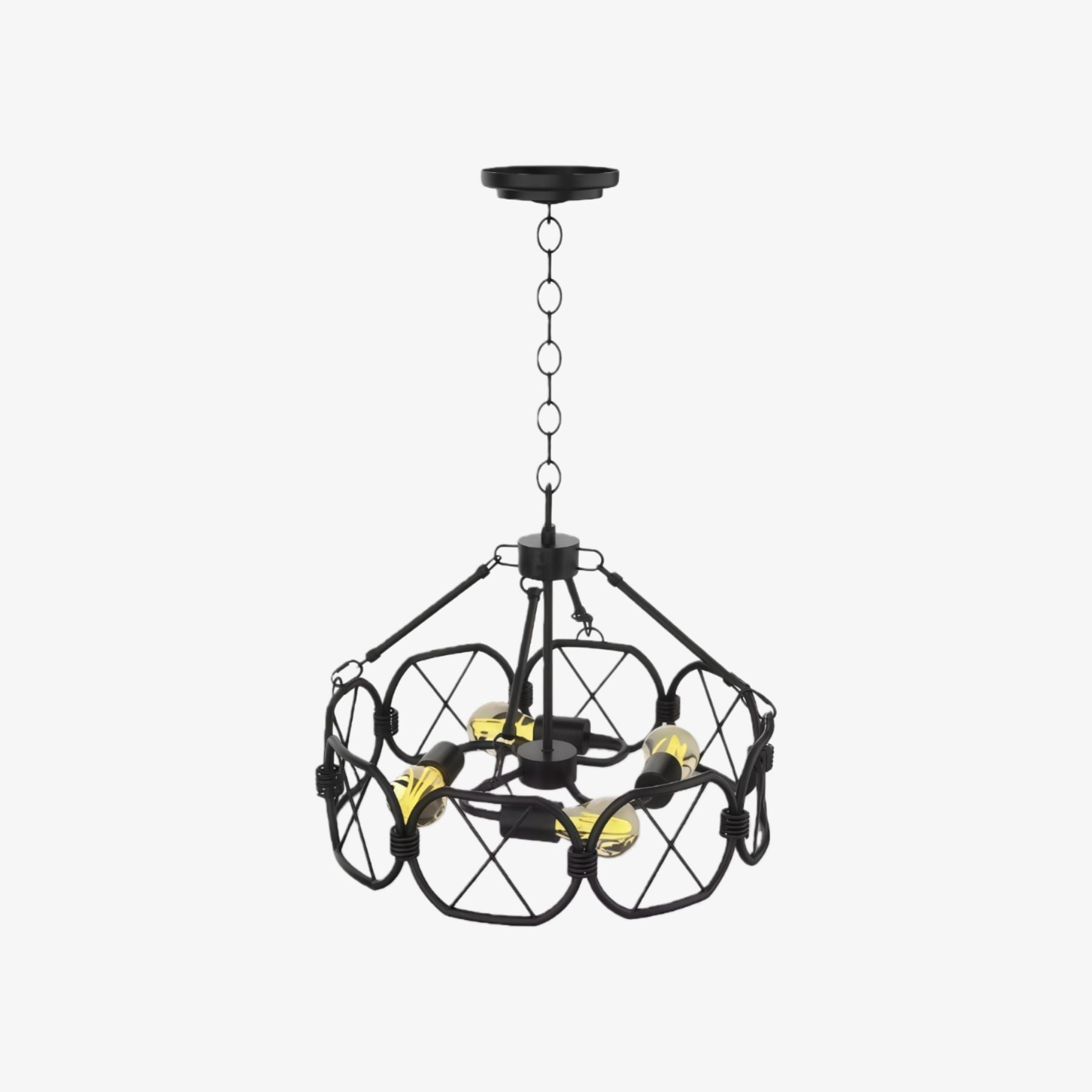 FerraLoft Geometric Cage Metal Pendant Light - Industrial Hanging Fixture for Kitchen Island