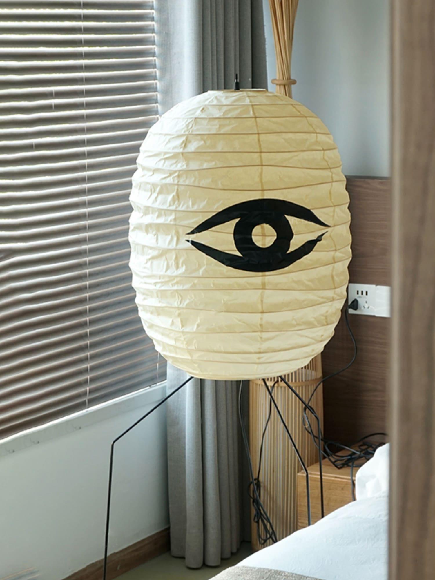 Rice Paper Lantern Floor Lamp - Contemporary Oval Lamp for Entryway