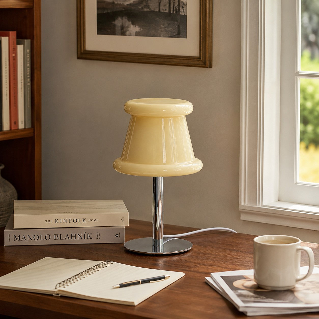 Skulpturale Tischlampe aus Glas