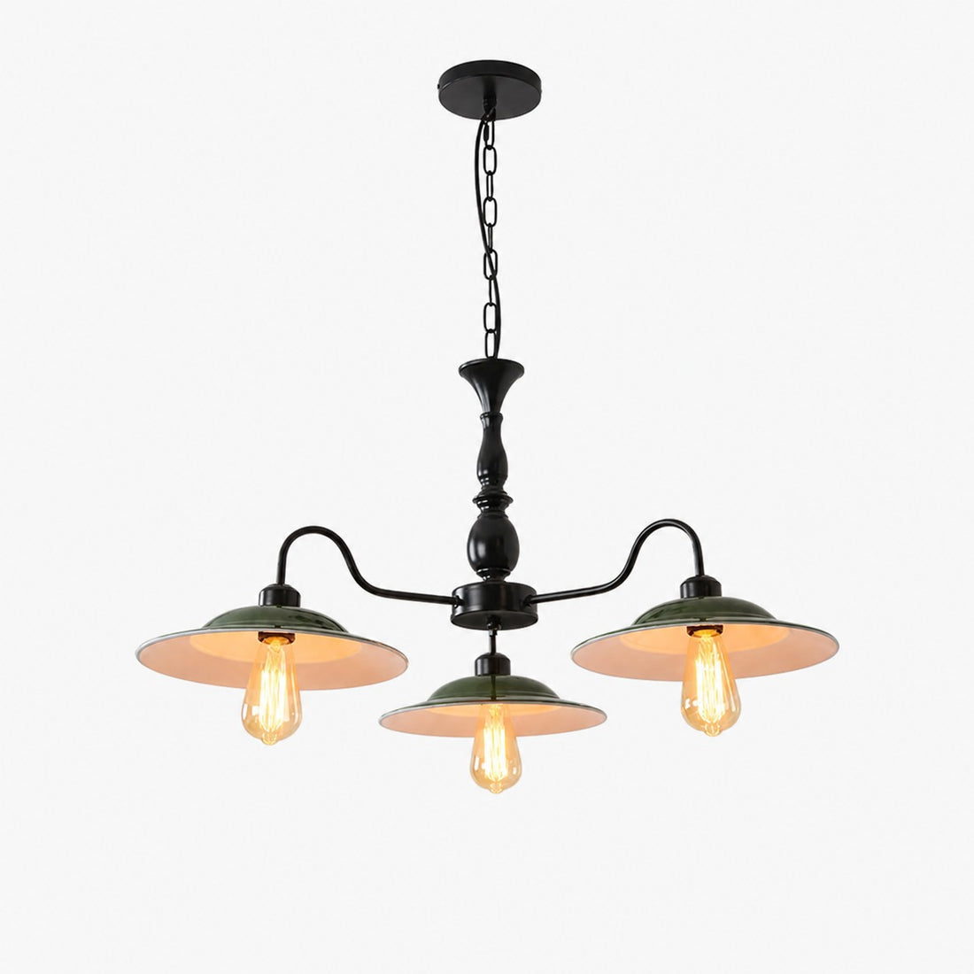 Green Enamel Industrial Chandelier