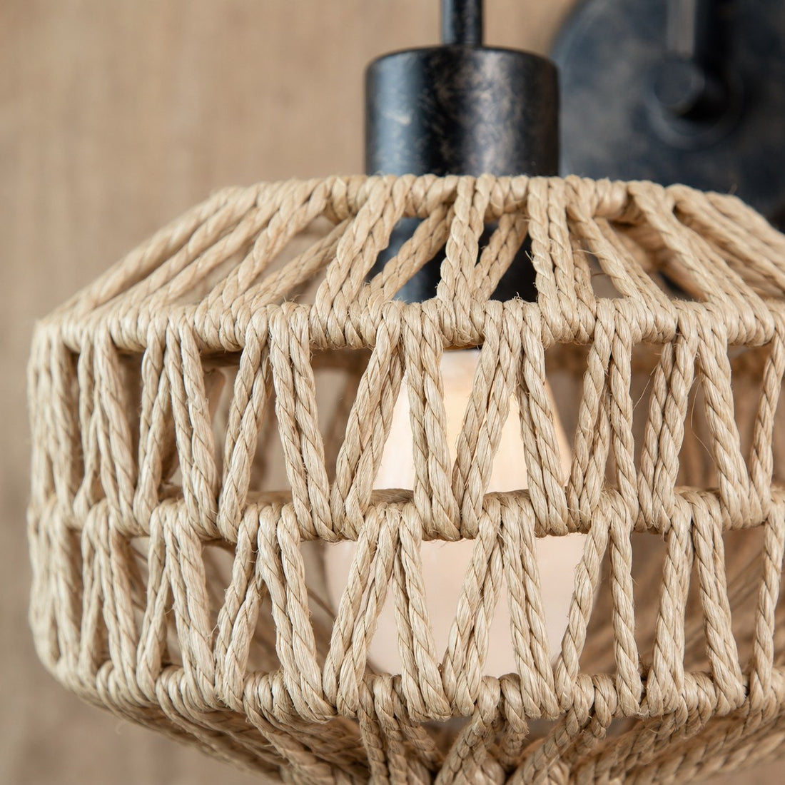 Wabi-Sabi Woven Rattan Wall Sconce