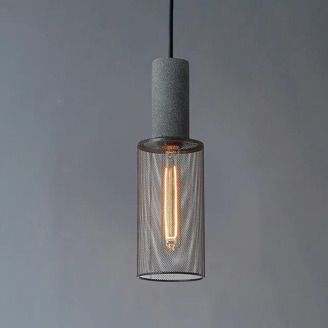 Iron Pendant Light - Modern Grey Industrial Hanging Lamp
