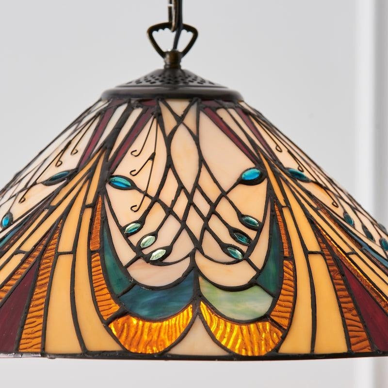TF Hector Pendant Light – Art Nouveau Stained Glass Decorative Light for Dining or Living Room