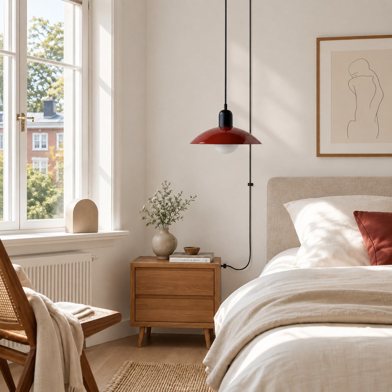 Pendelleuchte im Stil der Mid-Century-Bauhaus-Bewegung für das Esszimmer mit Stecker