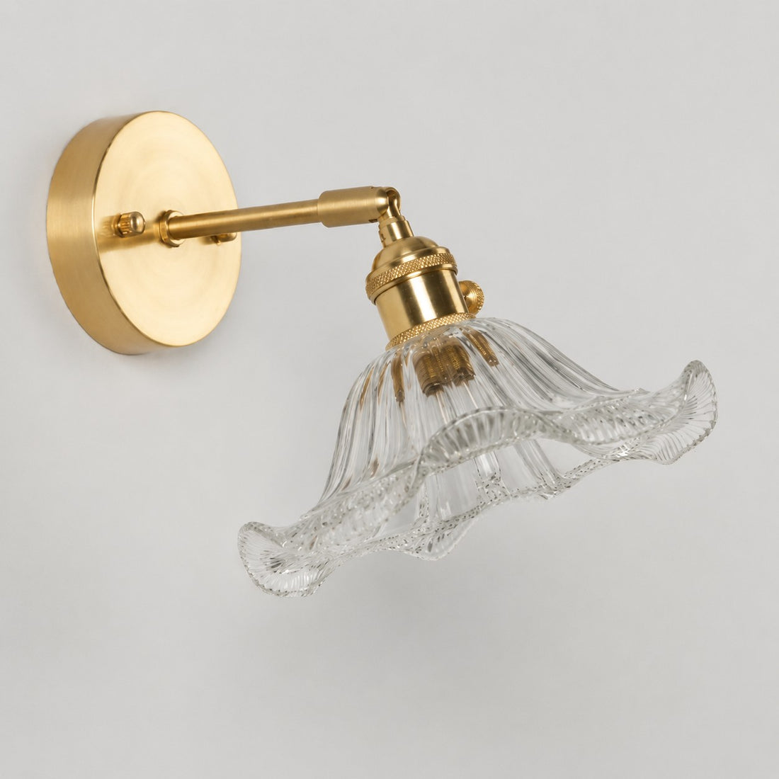 Peacock blue glass wall light with brass arm, 0917TZ shade 19 cm diameter