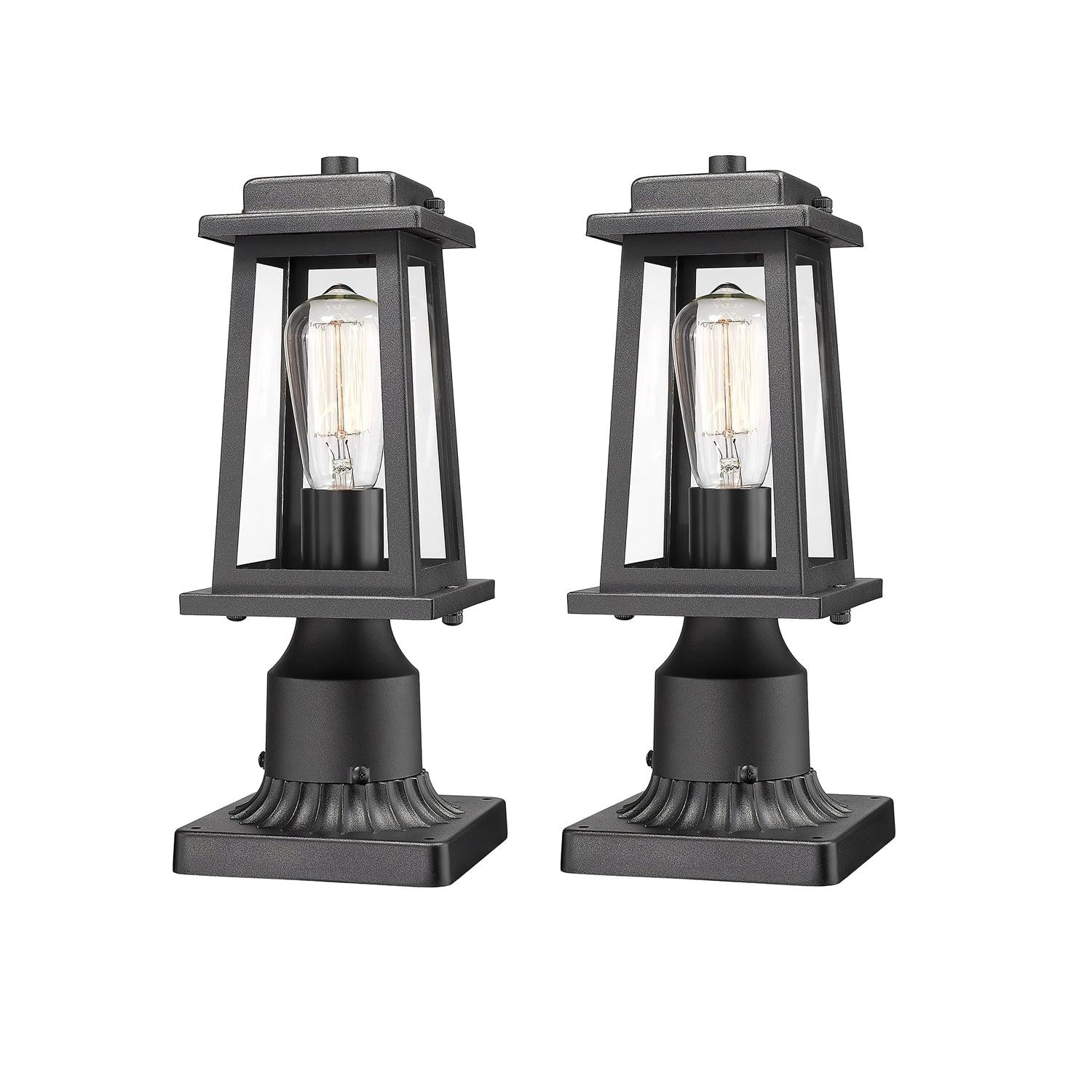Outdoor Lantern Post Lights - Timeless Design - Black Metal & Glass