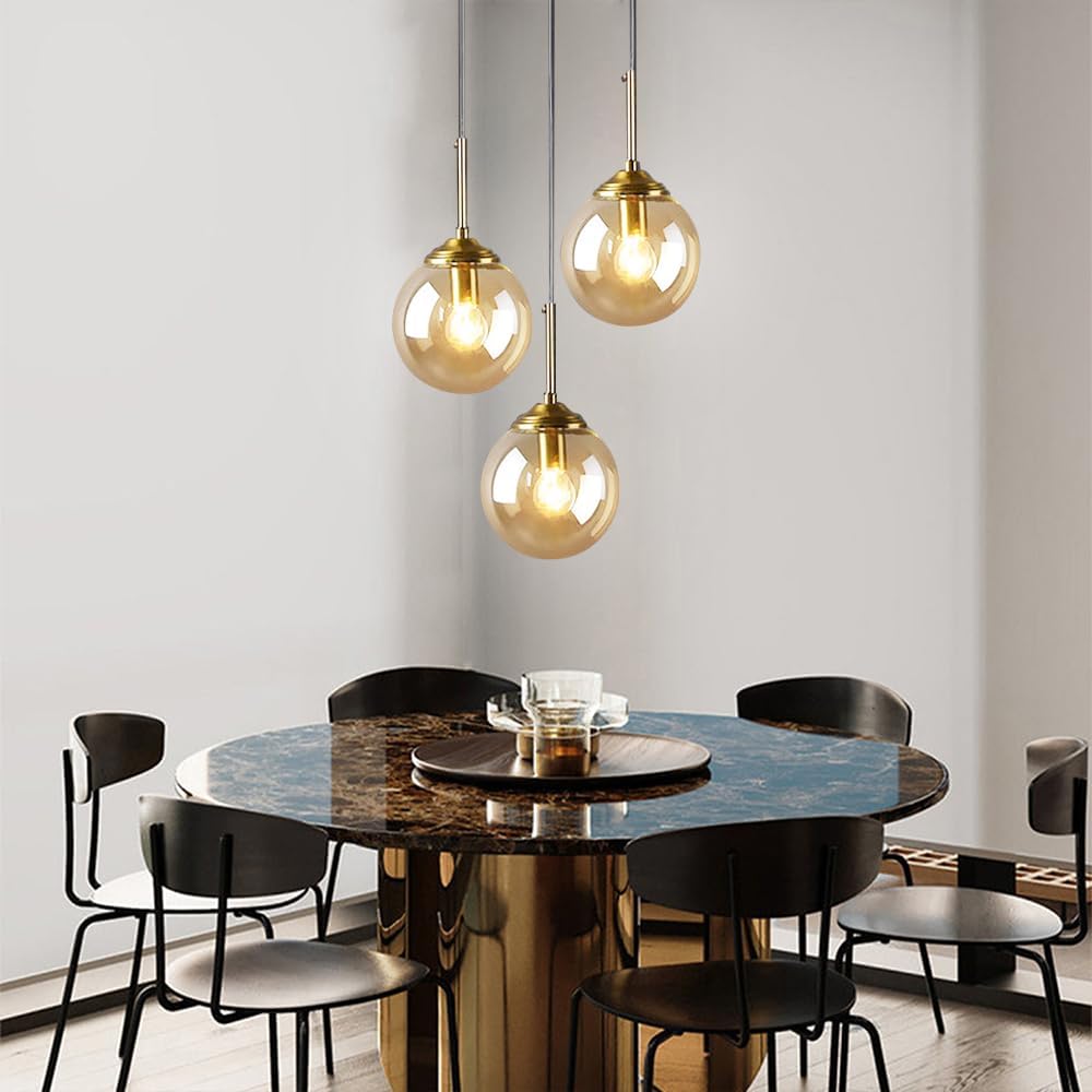 Glass Orb Pendant Light -  Industrial Ball Metal Lamp For Living Room
