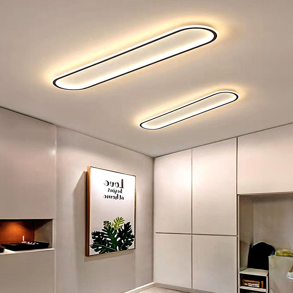 Oval LED Ceiling Light - Gold Art Deco Design Lamp for Modern Homes