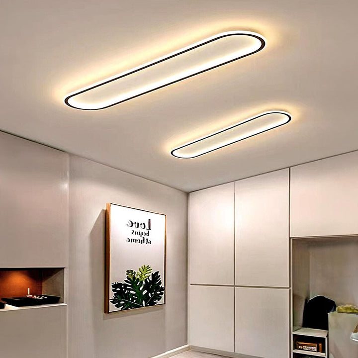 Oval LED Ceiling Light - Gold Art Deco Design Lamp for Modern Homes