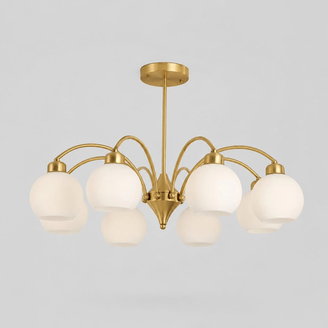 Solid brass 8-light glass globe chandelier