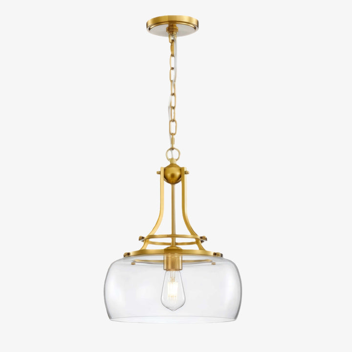 Lirra Vintage Transparent Glass Dome Pendant Light - Classic Industrial Style for Entryway U10