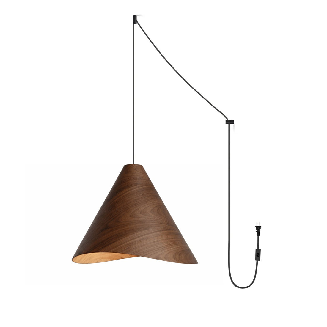 Asymmetric Wood Plug-In Swag Pendant Light