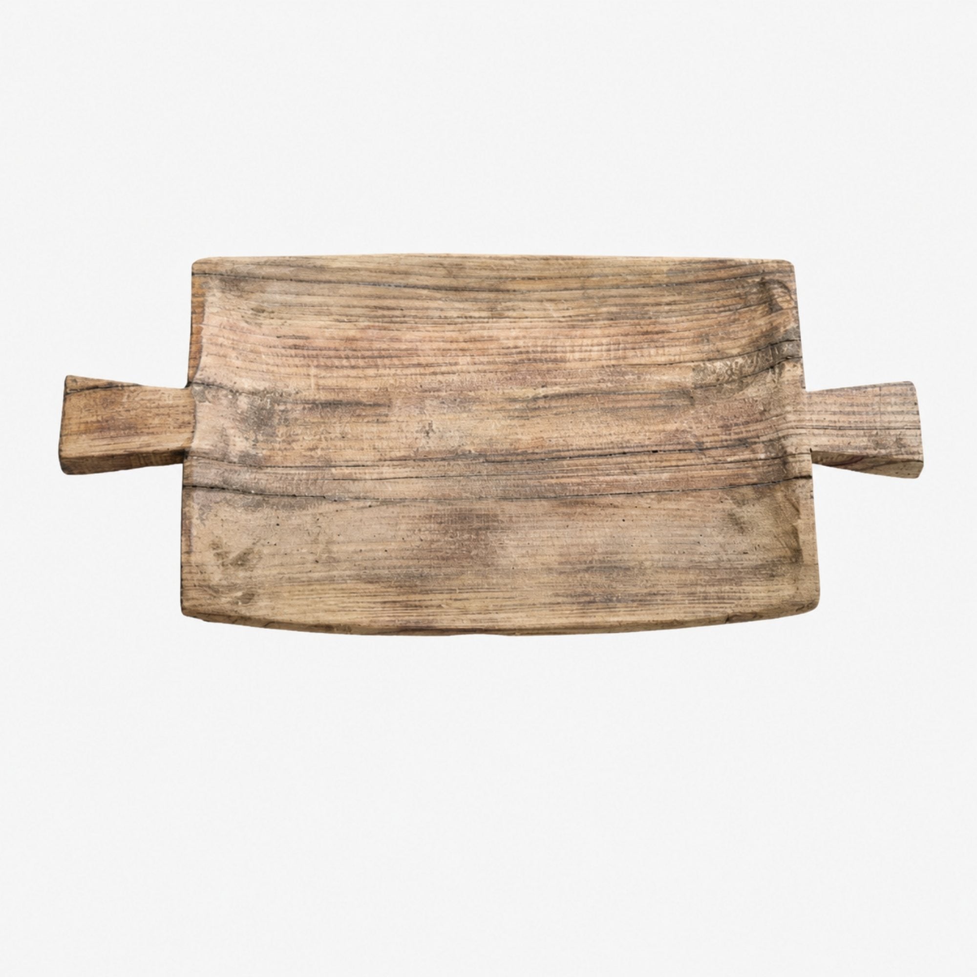 Natural reclaimed wood serving tray with double handles