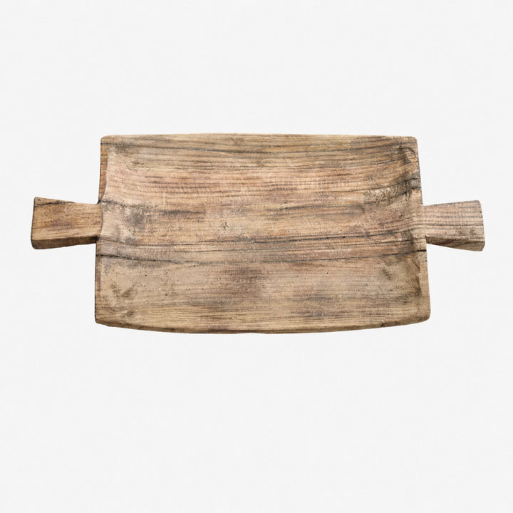 Natural reclaimed wood serving tray with double handles