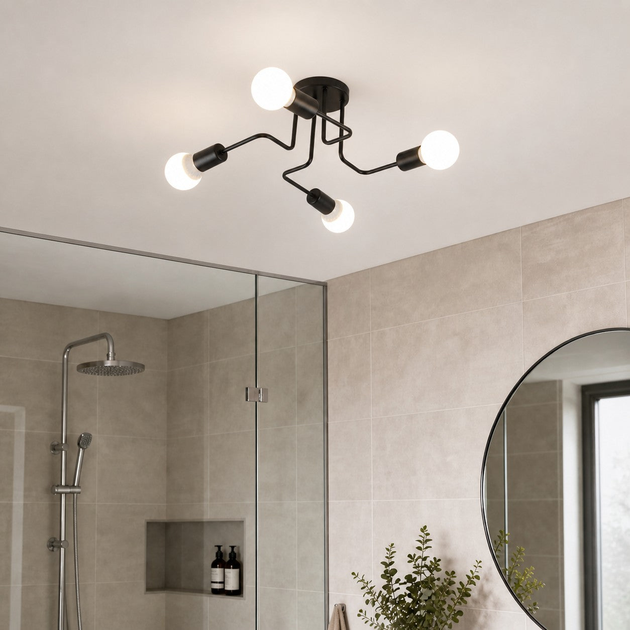 Black Spider Arm Flush-Mount Ceiling Light