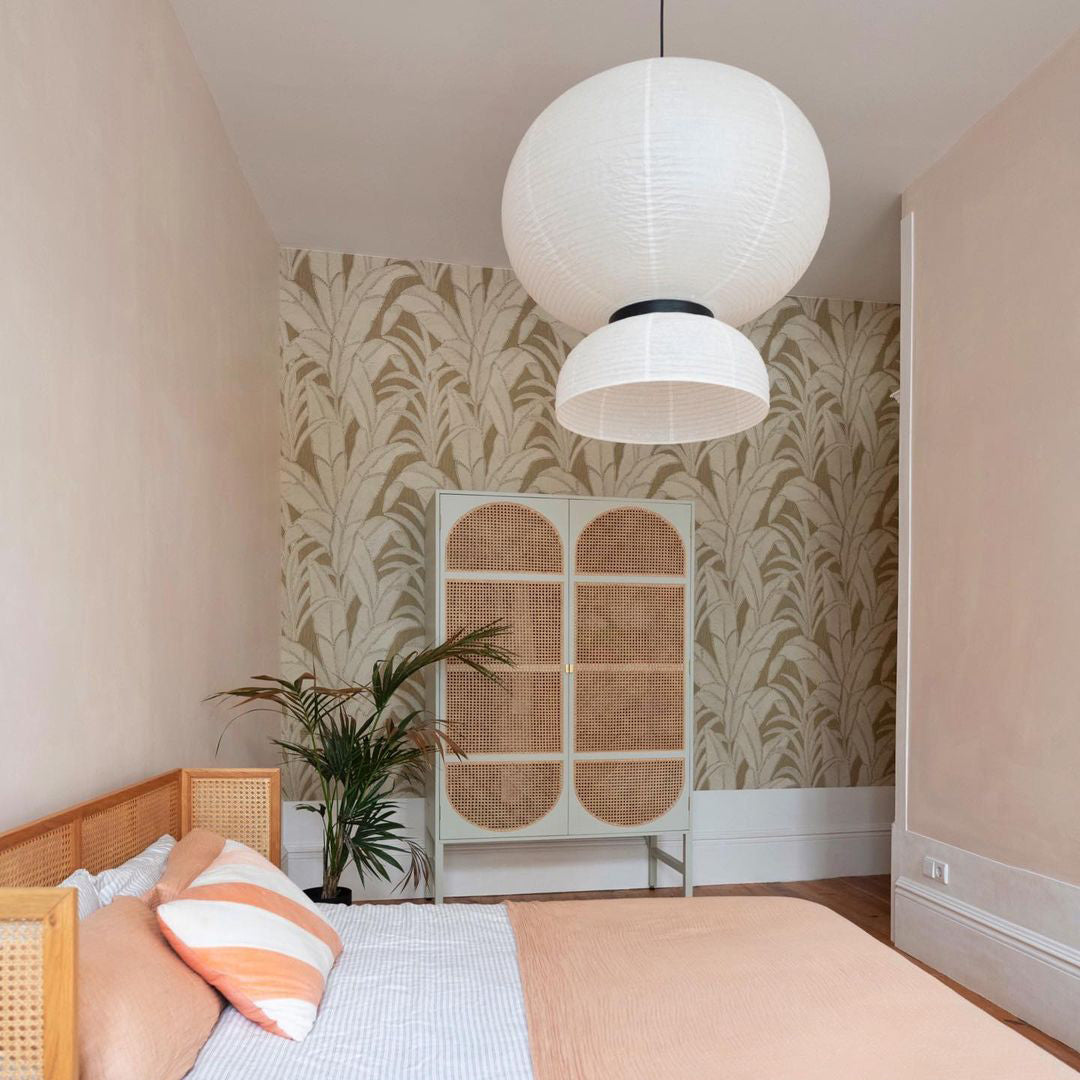 Moderne Hängelampe aus Reispapier fürs Schlafzimmer