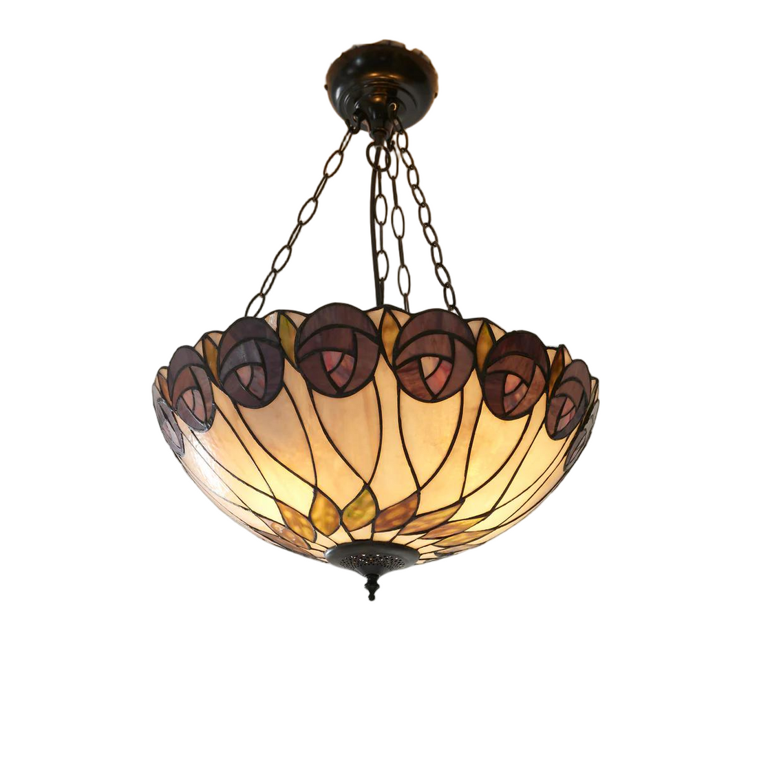 TF Hutchinson Tiffany Pendant - Inverted Art Glass Adjustable Pendant Light for Home