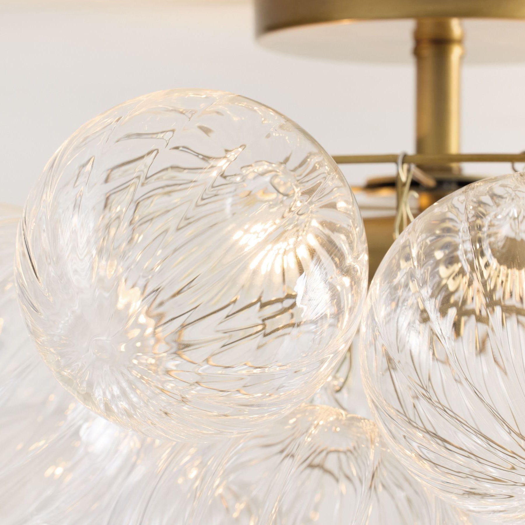 Bravira Flush Mount Ceiling Light - Ribbed & Bubbled Glass Metal Light