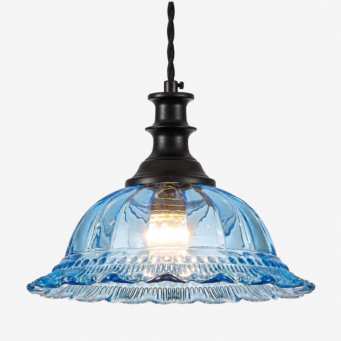 Vintage Fluted Glass Pendant Light for Kitchen & Dining