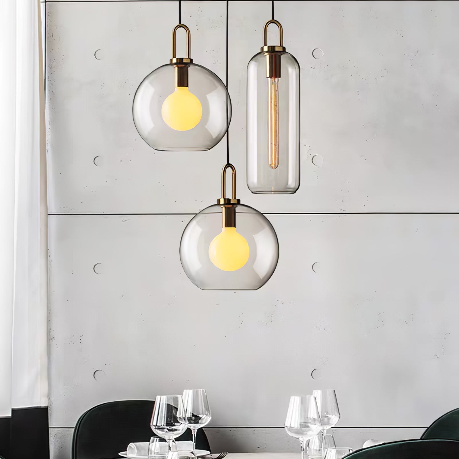 Kupferbeschichtete Glas-Plug-in-Hängeleuchte mit Kabel