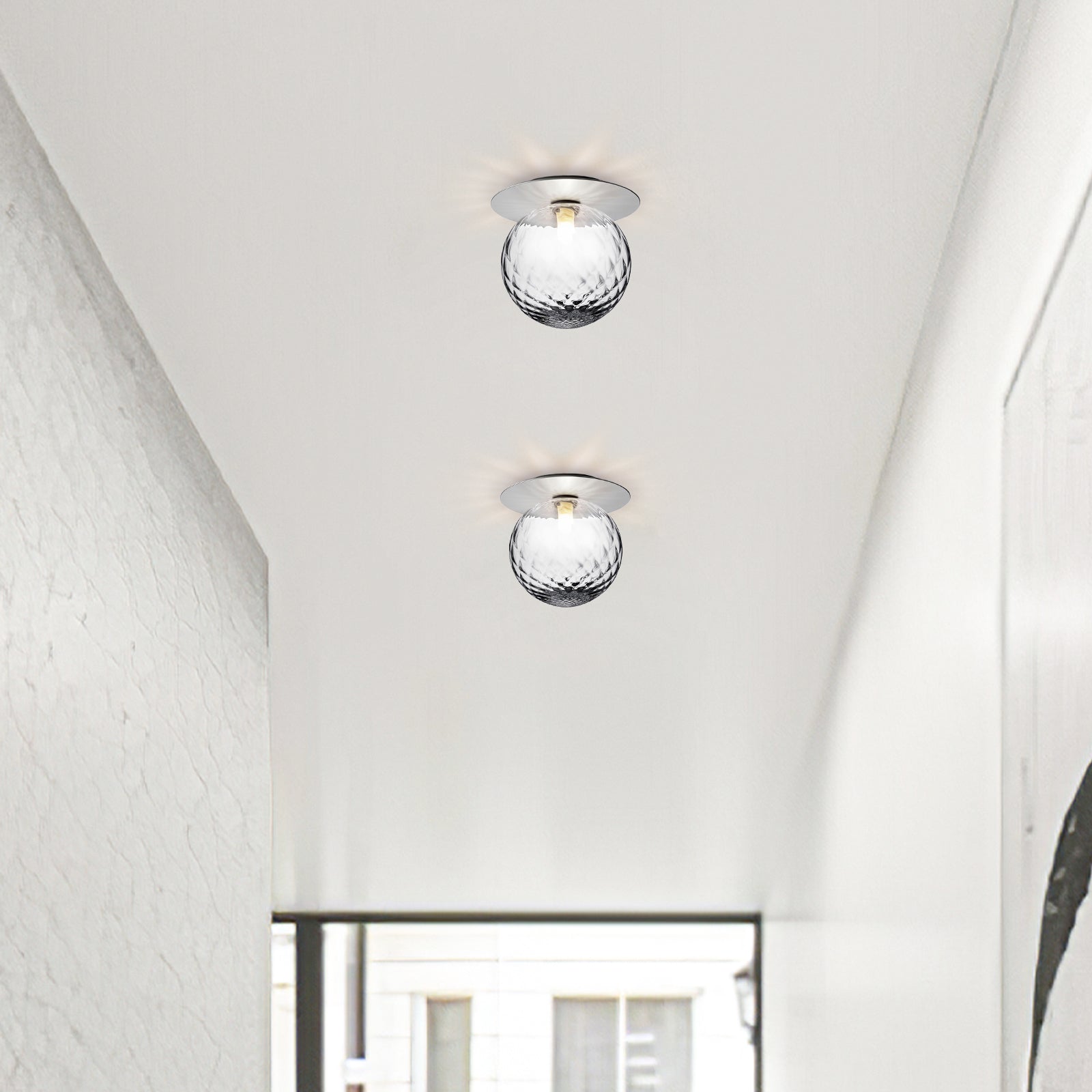 Glass Orb Ceiling Light - Modern Metal Ball Ceiling Lamp for Hallway
