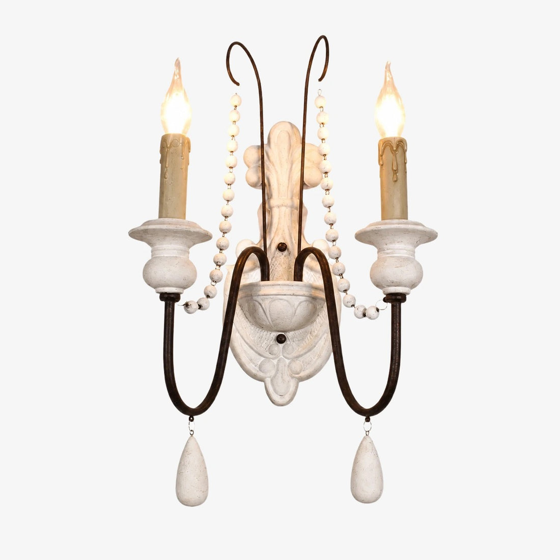 Retro White two-light wall sconce