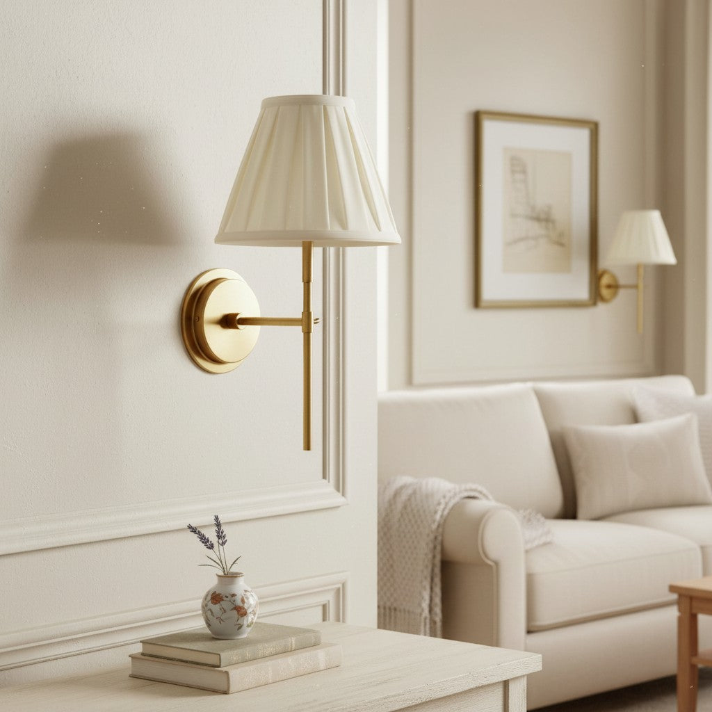 Cremaris Metal Wall Light with Fabric Shade - Timeless Sconce for Interior Lighting