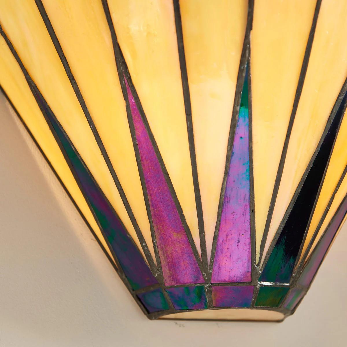 TF Dark Star Art Deco Star Tiffany Wandleuchte – Geometrische Buntglasleuchte für Flur und Wohnzimmer