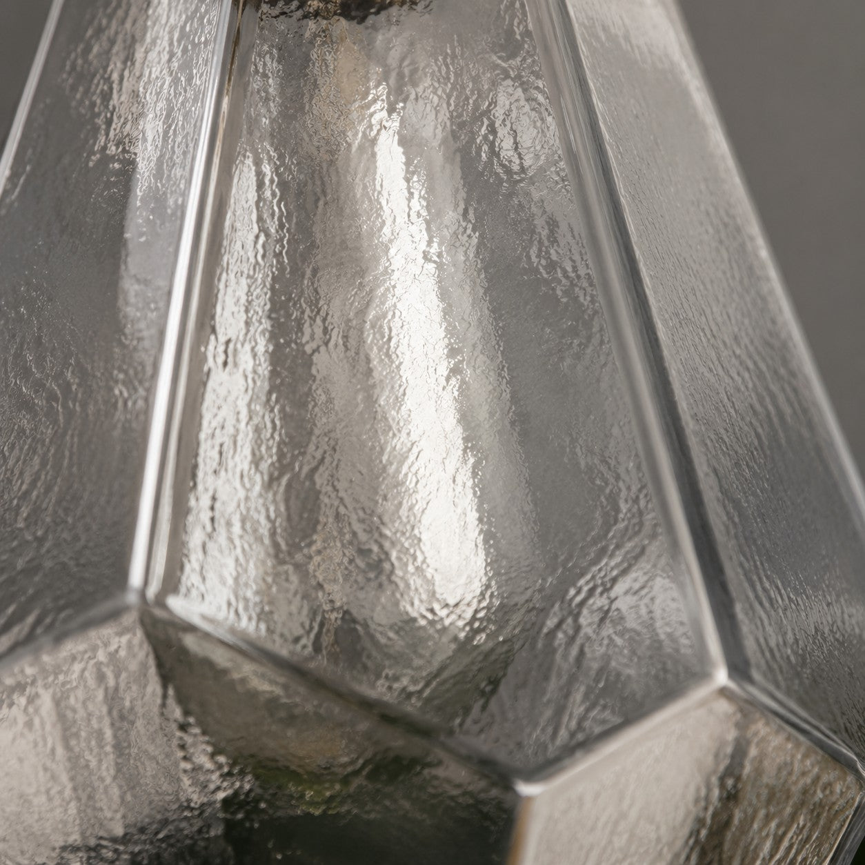 Textured clear glass shade close-up