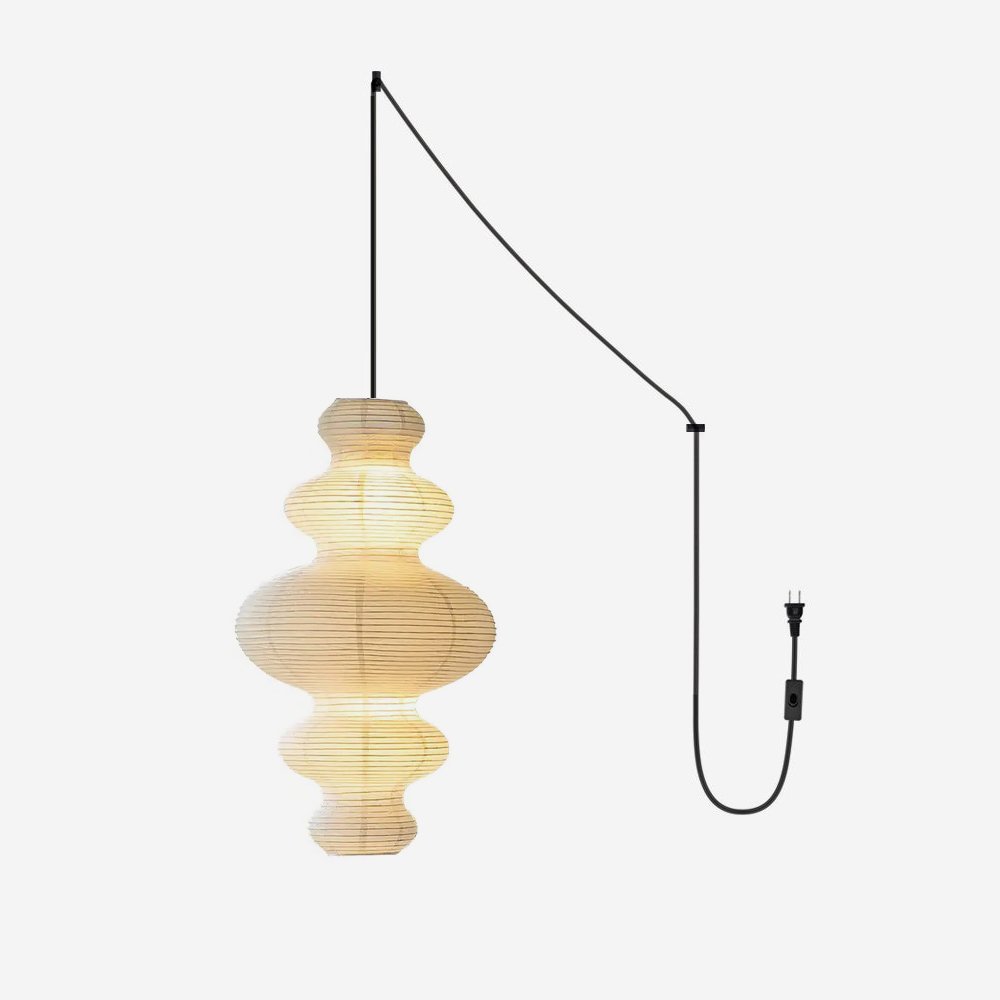 Luxurious Pendant Swag Lamp - Sculptural Rice Paper Lamp for Bedroom