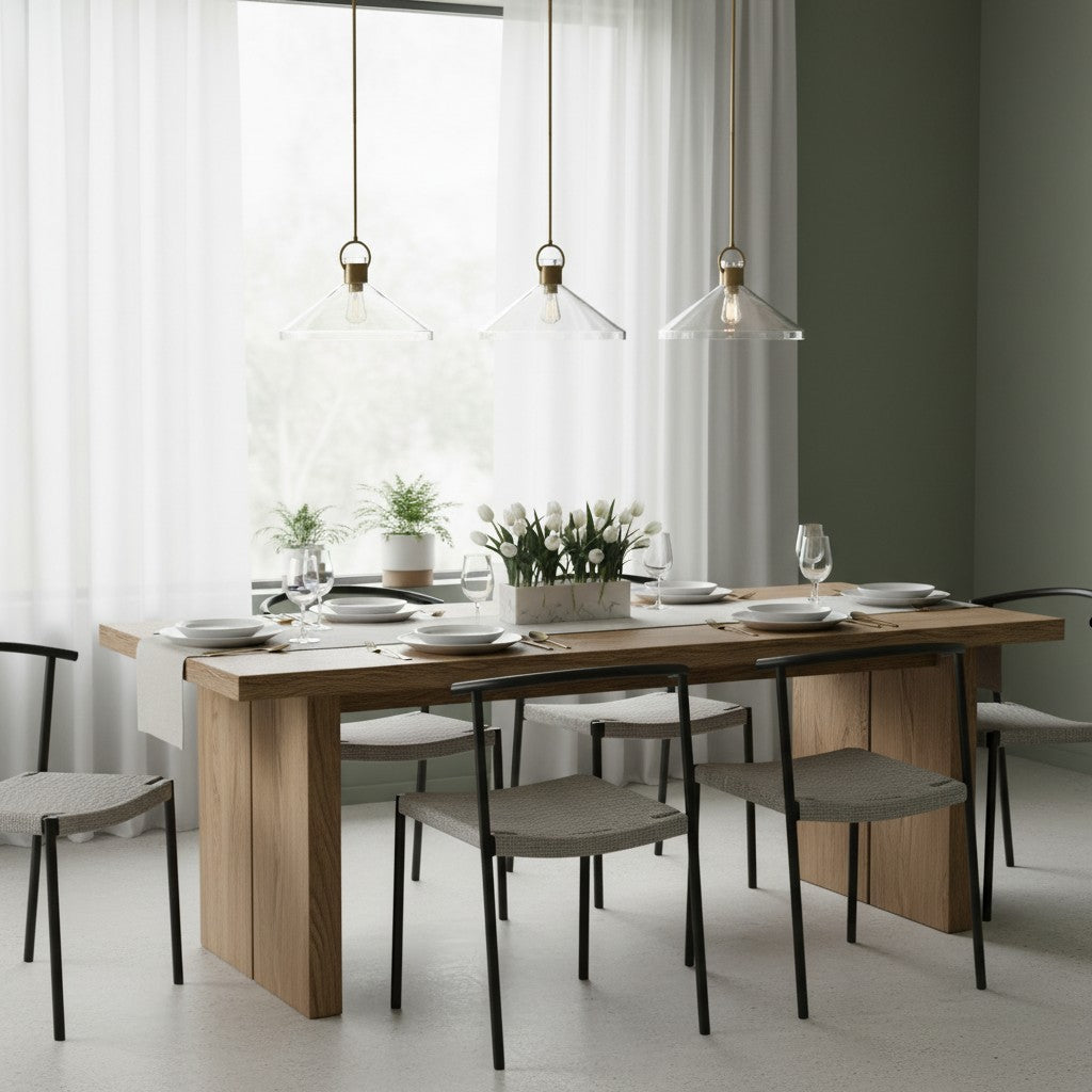 Lirra Clear Glass Industrial Pendant Light - Perfect for Kitchen Island & Dining Room