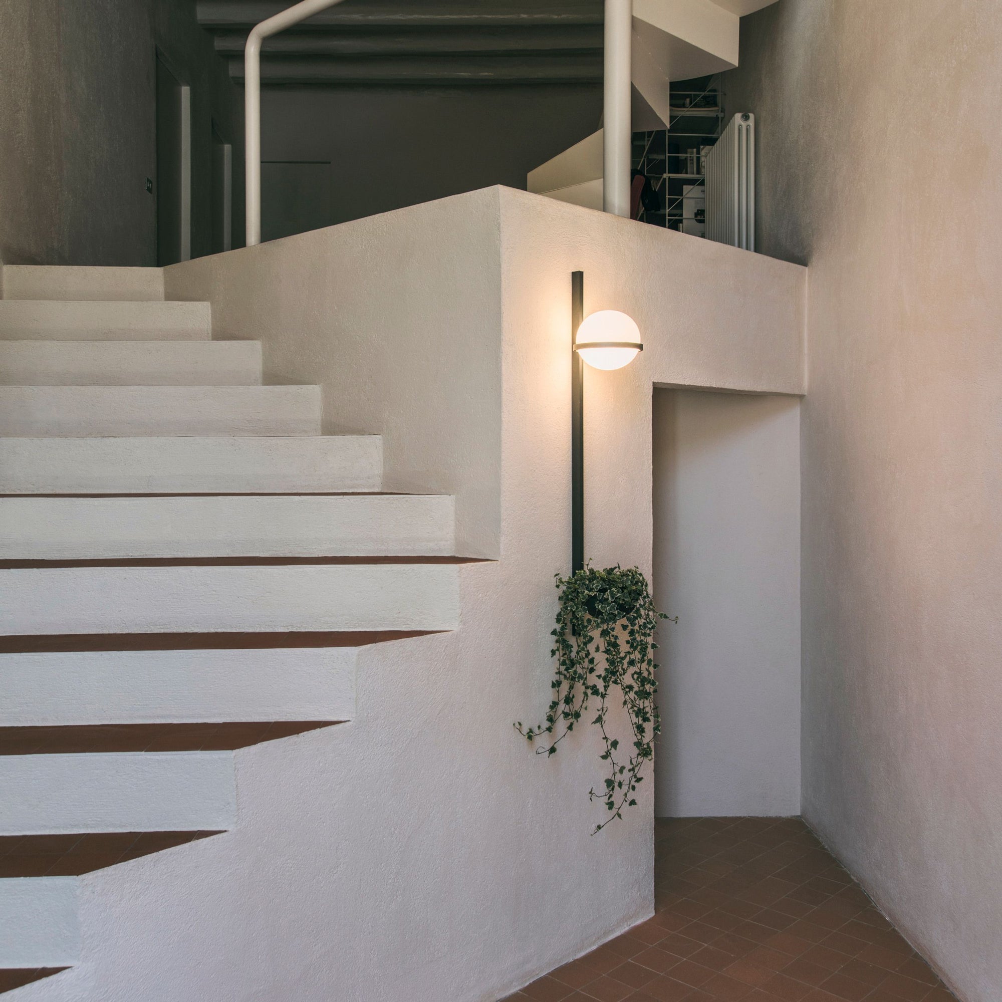 Modern Metal Wall Light - Black Frame Glowing Sphere Lamp for Garden