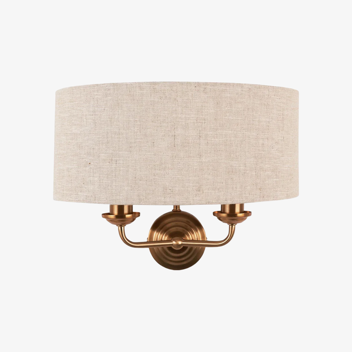 Tela Classic Wall Sconce with Fabric Shade – Elegant Metal Finish Wall Light for Living Room / Bedroom