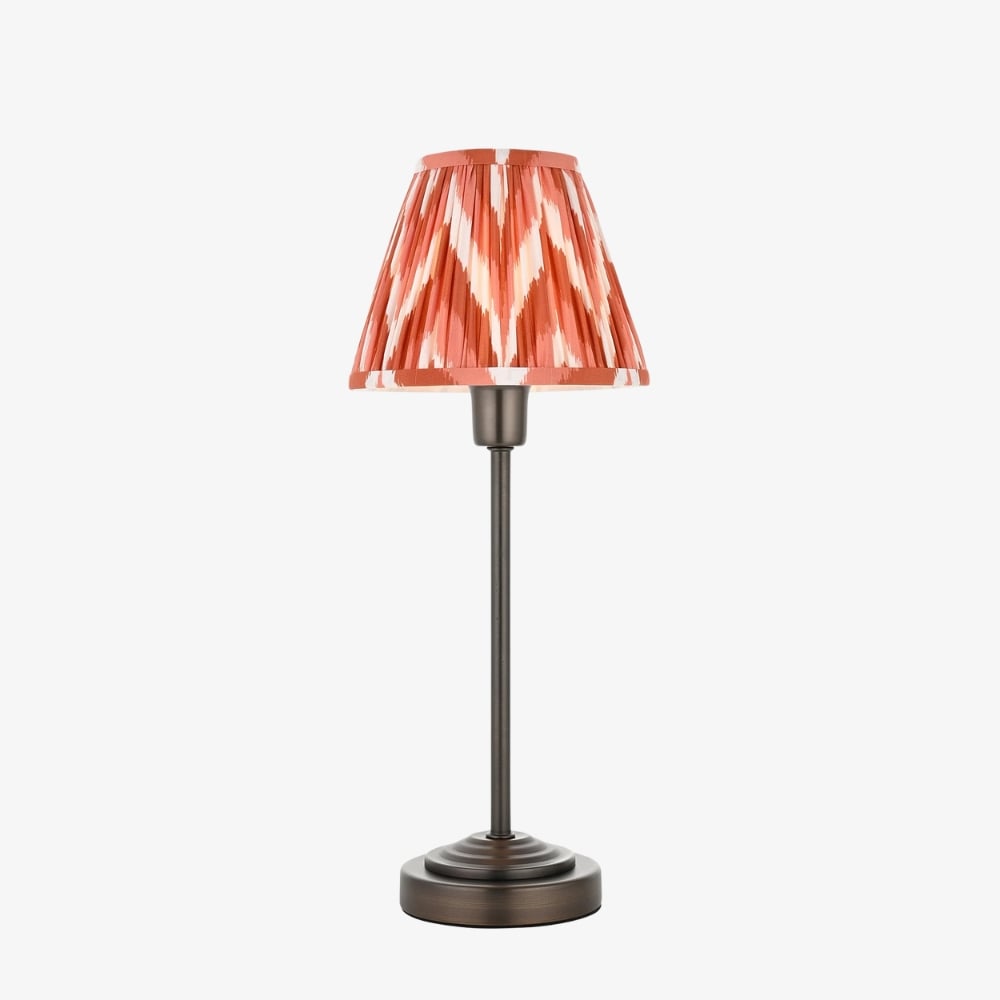 Bronzuno Patterned Fabric Table Lamp - Brass or Bronze Finish Modern-Bohemian Bedside & Living Space Light