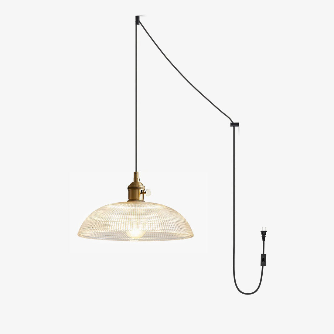 Polished Brass Domed Glass Plug-In Pendant