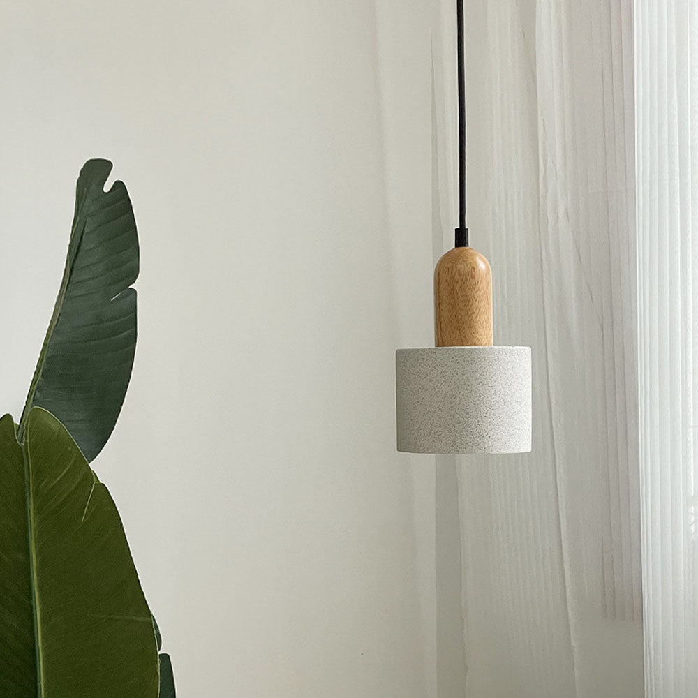 White Stone Pendant Light - Minimalist Kitchen Island Lighting Modern