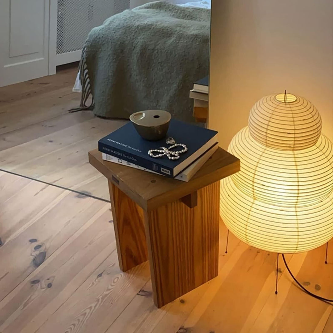 Japanisch inspirierte Papiertischlampe – Maulbeerpapierlampe fürs Schlafzimmer
