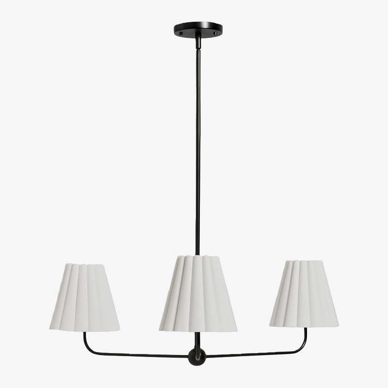 Ruffmeto Ruffled Shade Metal Frame Chandelier for Dining, Entry and Living Room