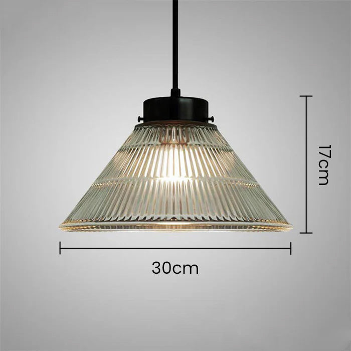 Retro Striped Glass Pendant Light - Creative Bowl Design for Bedroom