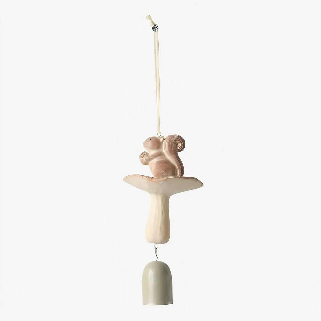 Style C warm ivory squirrel on mushroom wind chime