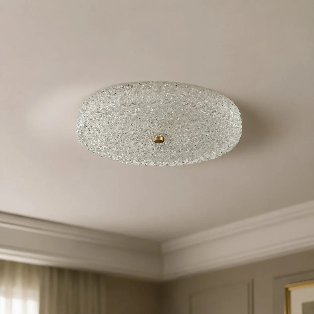 Modern Cut Glass Flush Mount Ceiling Light
