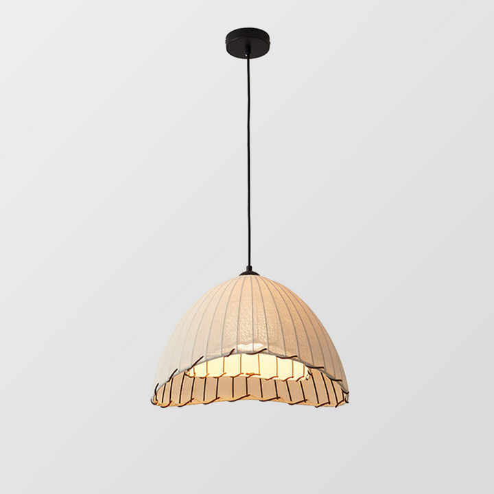 Wabi Sabi Pendant Light - Linen Shade Ceiling Fixture with Soft Glow