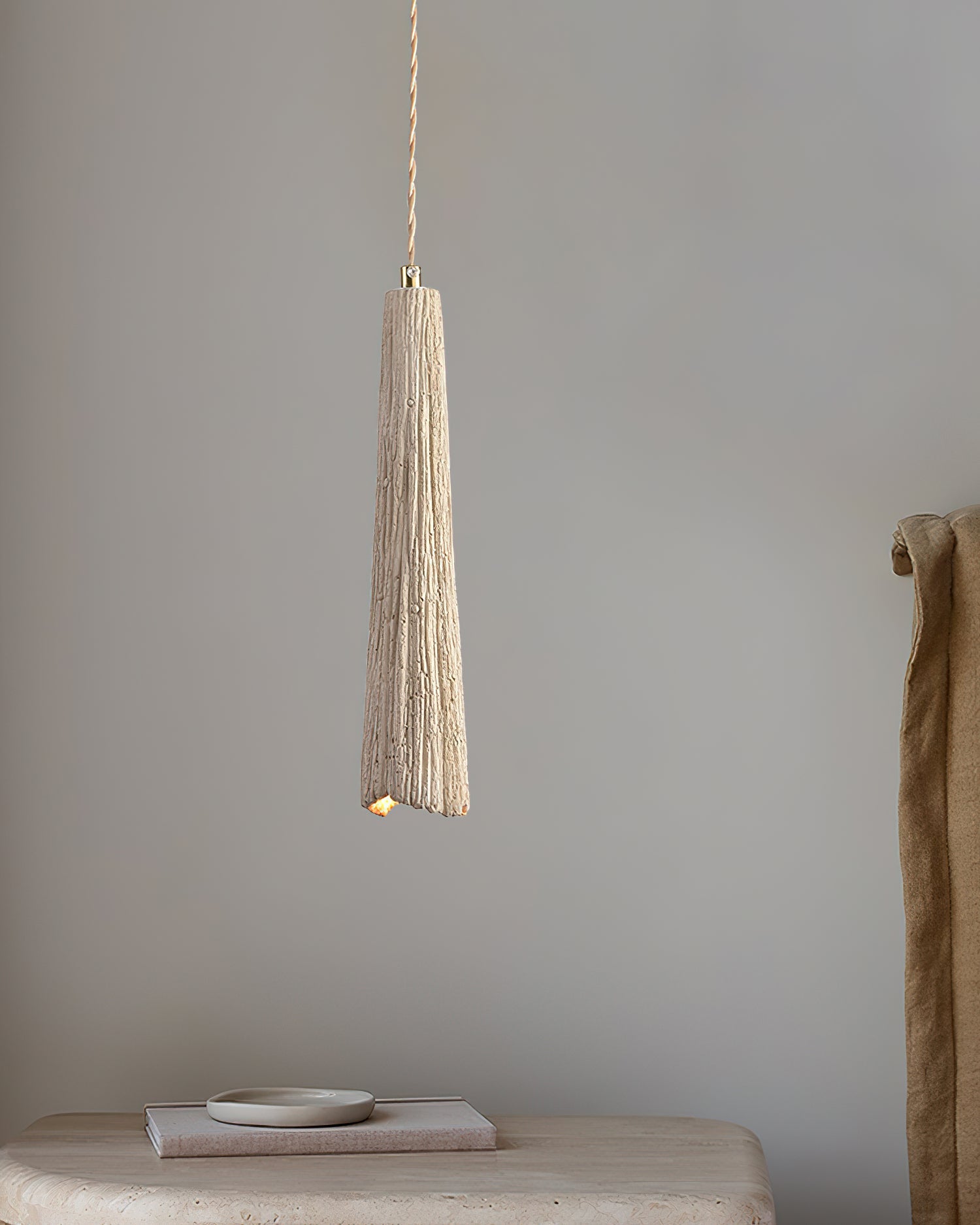 Textured Cement Gold Plug-In Swag Pendant