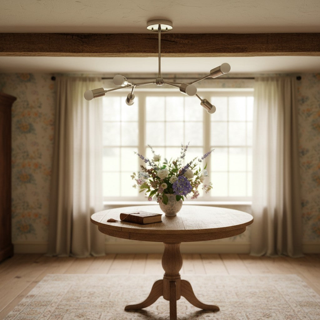 Mobilux Line Industrieller geometrischer Kronleuchter – Deckenleuchte aus Chromnickel