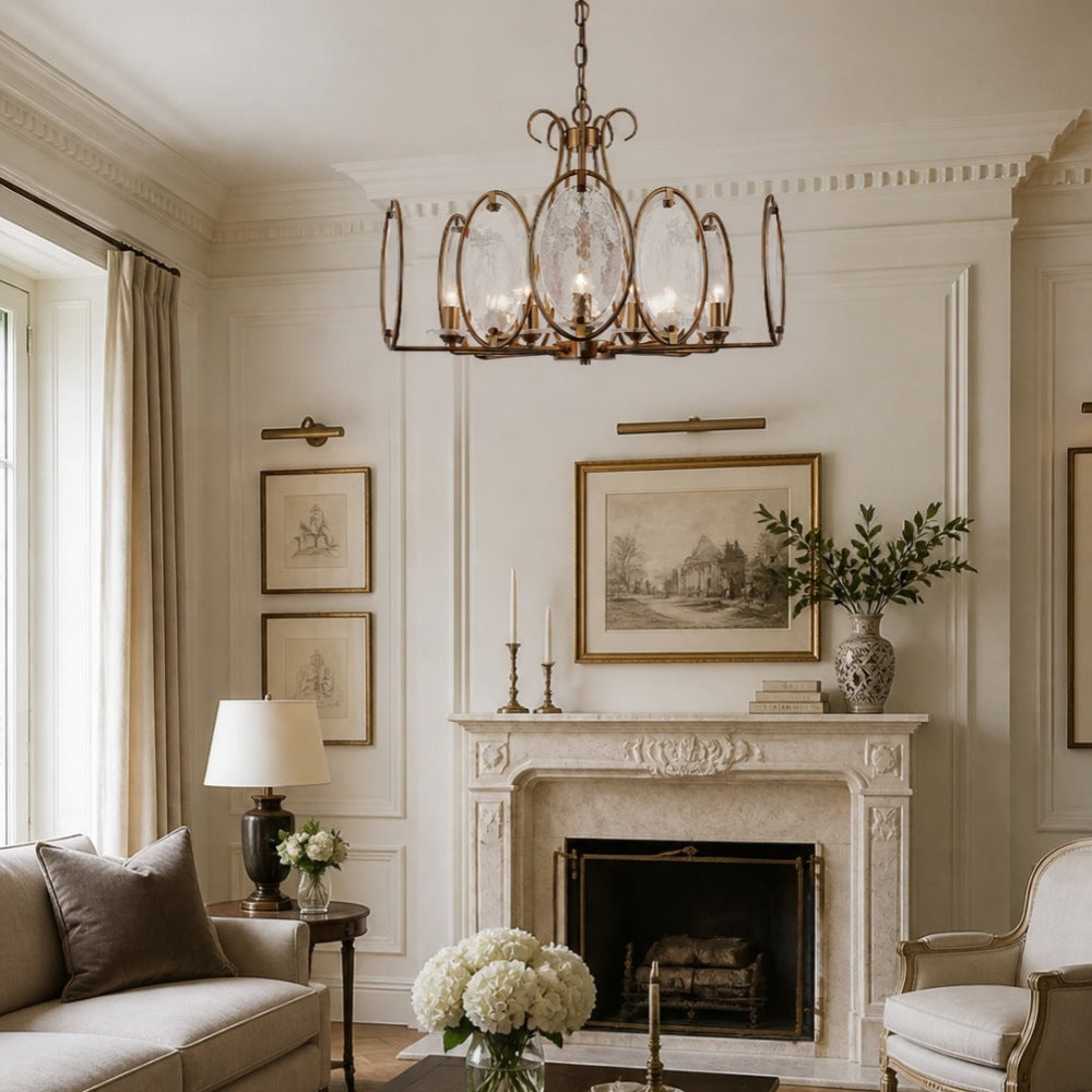 Oval Panel Textured Glass Chandelier