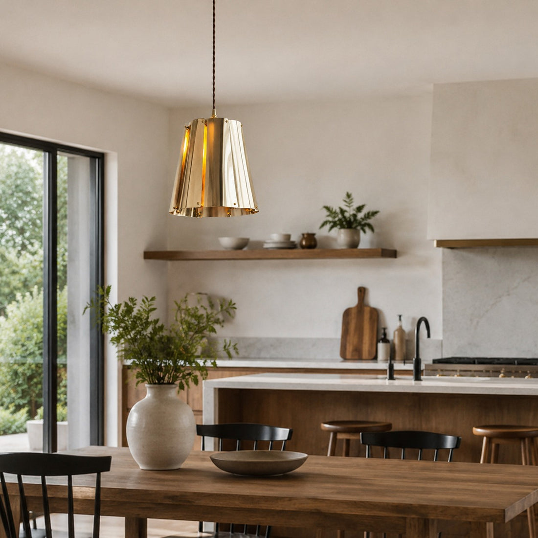 Vintage Metal Pendant Light with Layered Shade