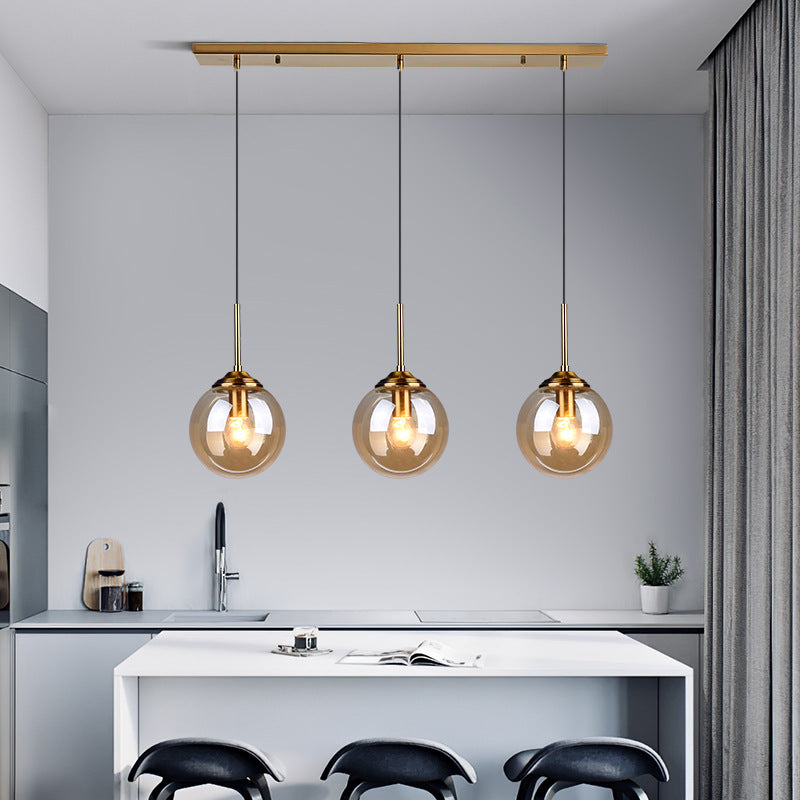 Glass Orb Pendant Light -  Industrial Ball Metal Lamp For Living Room