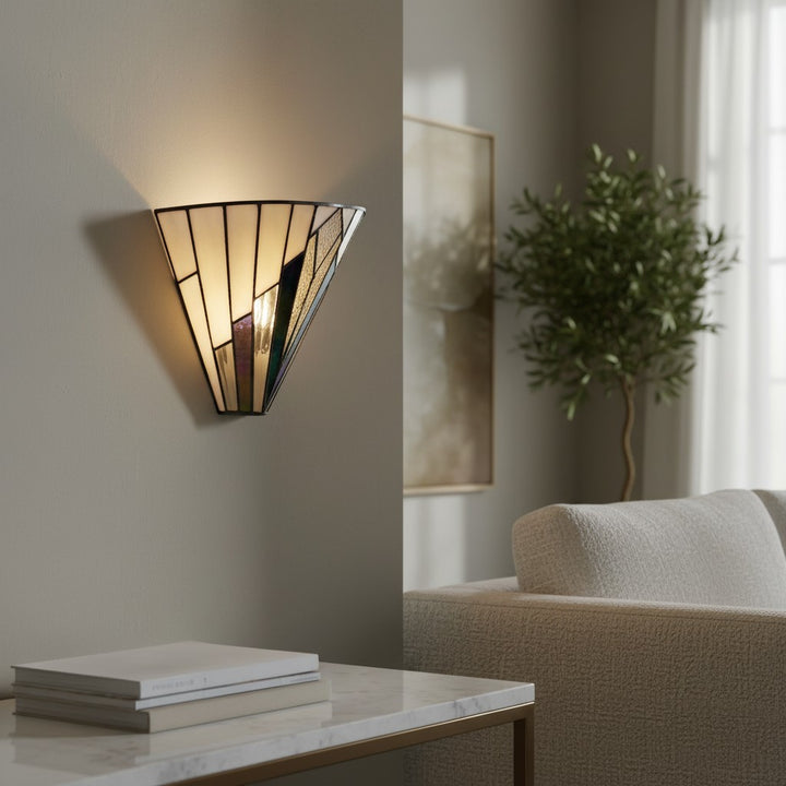 TF Astoria Vintage Wandleuchte in Fächerform – Handgefertigtes Kunstglas – Akzentbeleuchtung fürs Schlafzimmer